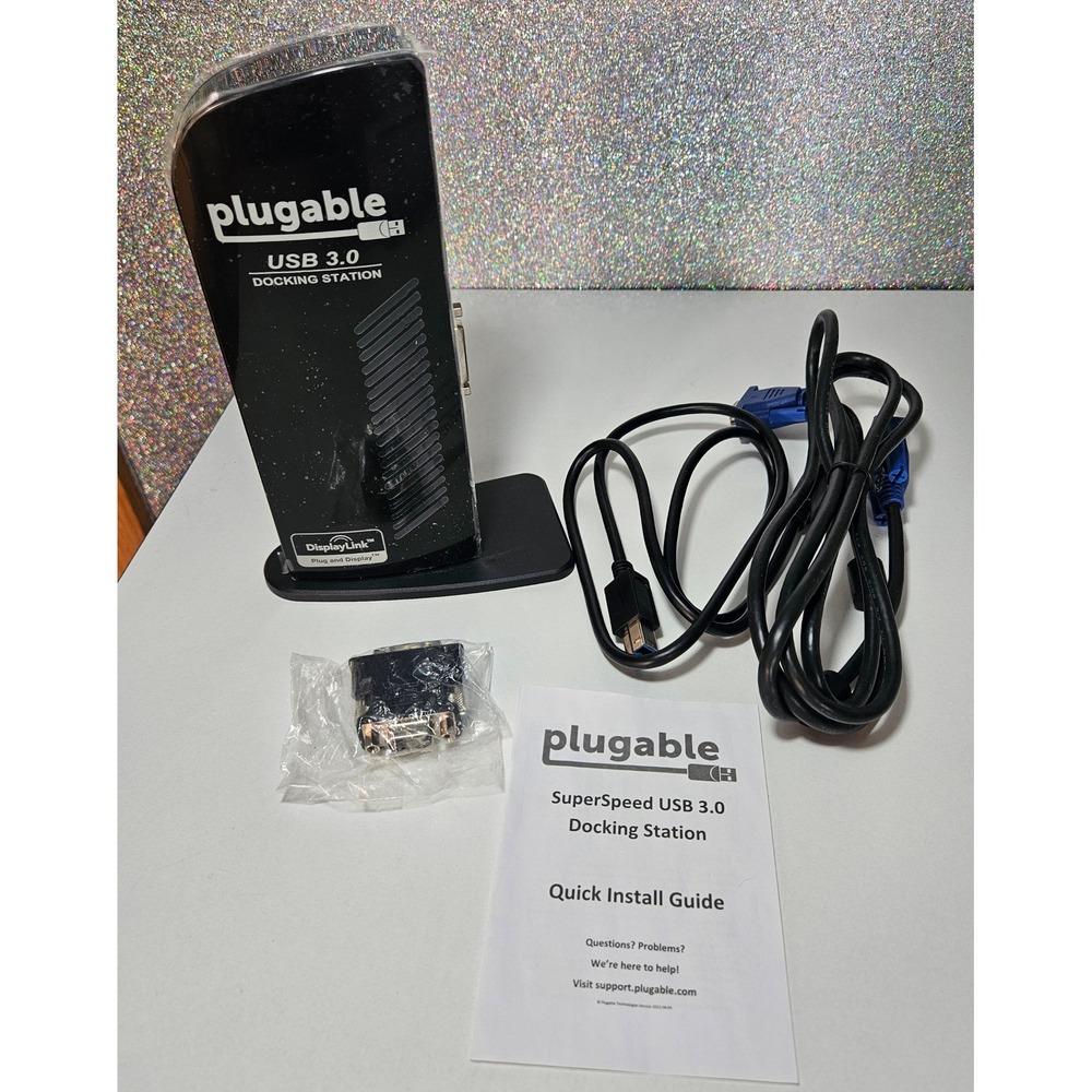 PLUGABLE UD-3000 SuperSpeed USB 3.0 Docking Station DisplayLink DL-3700 Black - Picture 2 of 6